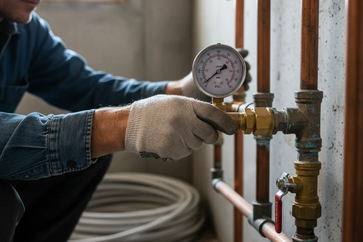 Pressure testing a repaired line during Water Line Repair in Tilton
